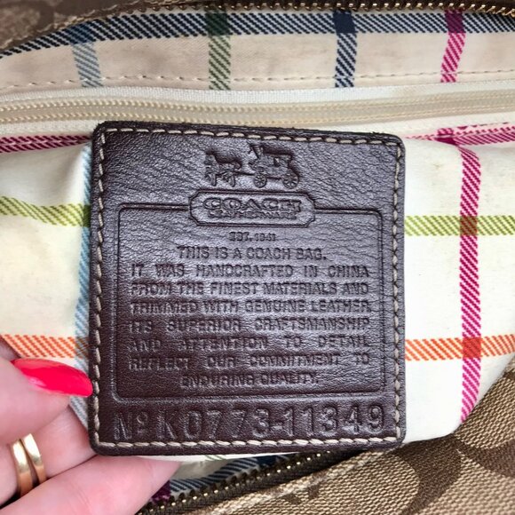 Coach Brown Monogram Canvas Pink Heritage Stripe Tote Bag 11349 - Picture 10 of 11